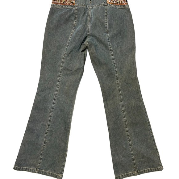 EXPRESS bedazzled / beaded low waist flare jean - Picture 3 of 6